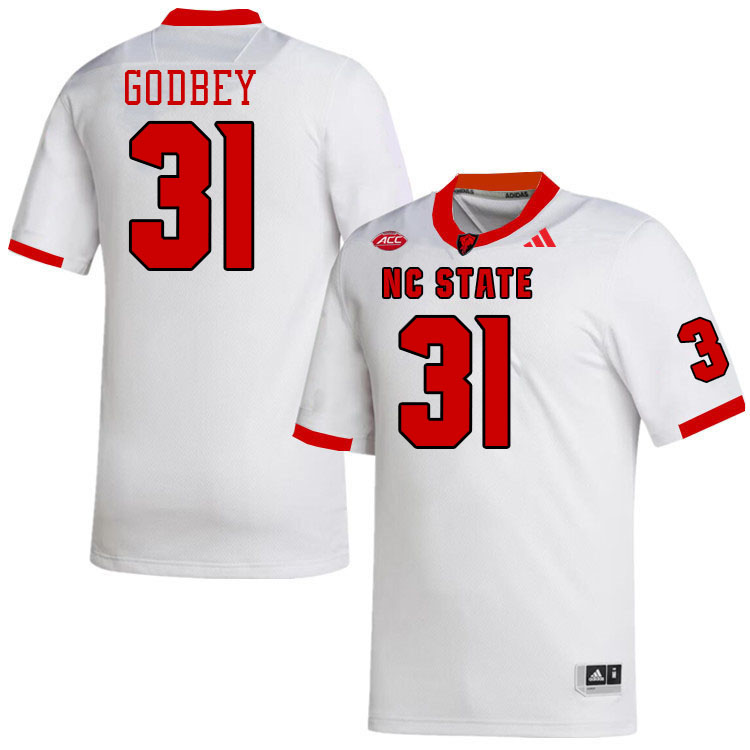 Men #31 Jaxon Godbey NC State Wolfpack College Football Jerseys Stitched-White